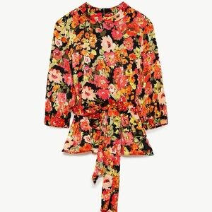 Zara Floral Blouse - Black, Red, Pink